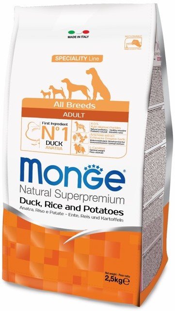 Monge Dog Monoprotein корм д/собак всех пород утка,рис,картоф. 2,5кг 