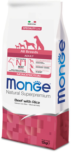 Monge Dog Monoprotein корм д/собак всех пород говядина рис 12кг 