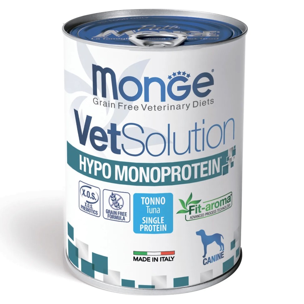 Monge VetSolution Dog Hypo Monoprotein вл.диета д/собак, монопротеин с тунцом, 400г 