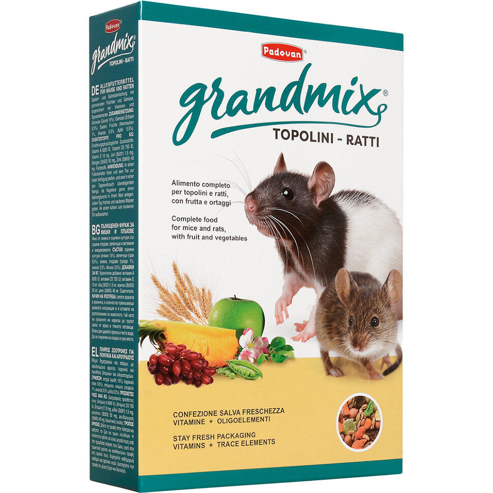 PADOVAN GRANDMIX TOPOLINE E RATTI 1кг корм д/взрослых мышей и крыс 