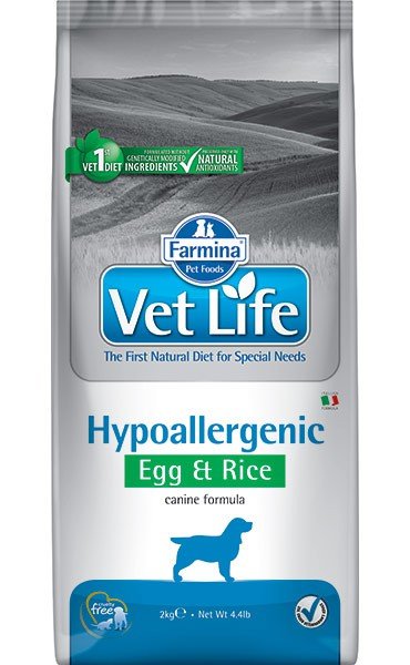 Farmina Vet Life Dog Hypo EGG&Rice корм д/собак, при пищевых аллергиях, 2кг 