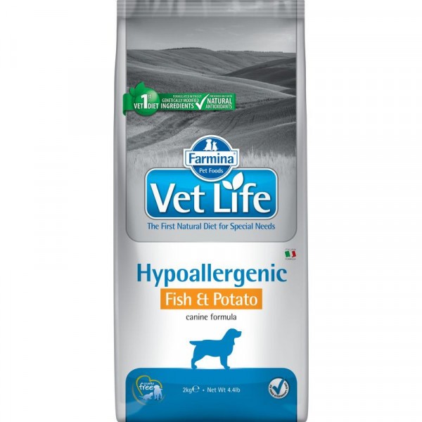 Farmina Vet Life Dog Hypoallergenic Fish&Potato корм д/собак, при аллергиях, 2кг 