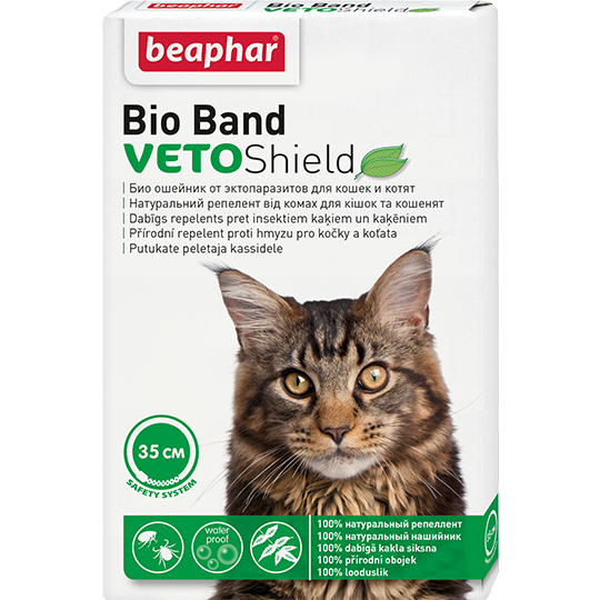 Beaphar Bio+ ошейник д/котят и кошек на натур маслах, 35см 